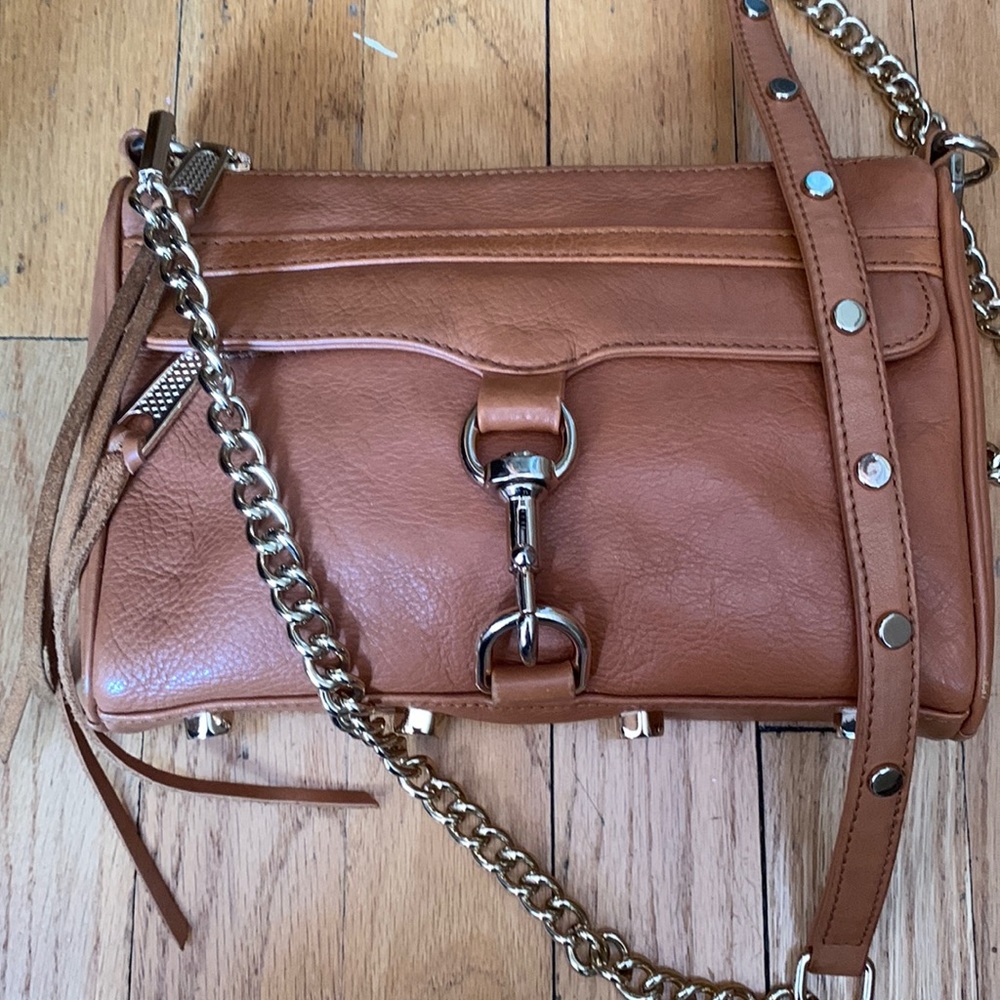Rebecca Minkoff Crossbody mini mac, color: almond. Slight wear to bag.